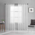 TOAVA DECO White Sheer Curtains 72 Inches Long 2 Panels Voile Translucent Solid Color Window Treatment Rod Pocket White Sheer Cu