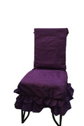 Octorose Heavy Duty Soft Micro Suede Shortly Double Ruffle Skirt Dining Chair Cover 1pc (Purple)