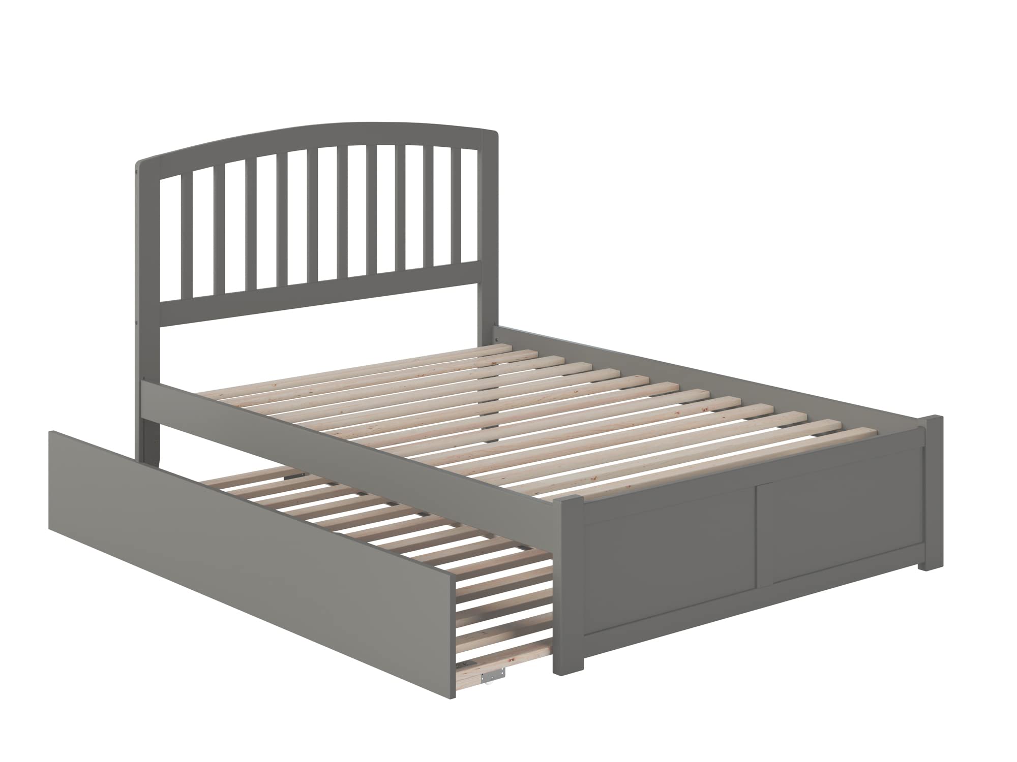 AFI Richmond Full Size Platform Bed with Footboard & Twin Trundle in Grey