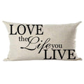 Ramirar Black Word Art Quote Love The Life You Live for Lover Inspirational Decorative Lumbar Throw Pillow Cover Case Home Livin