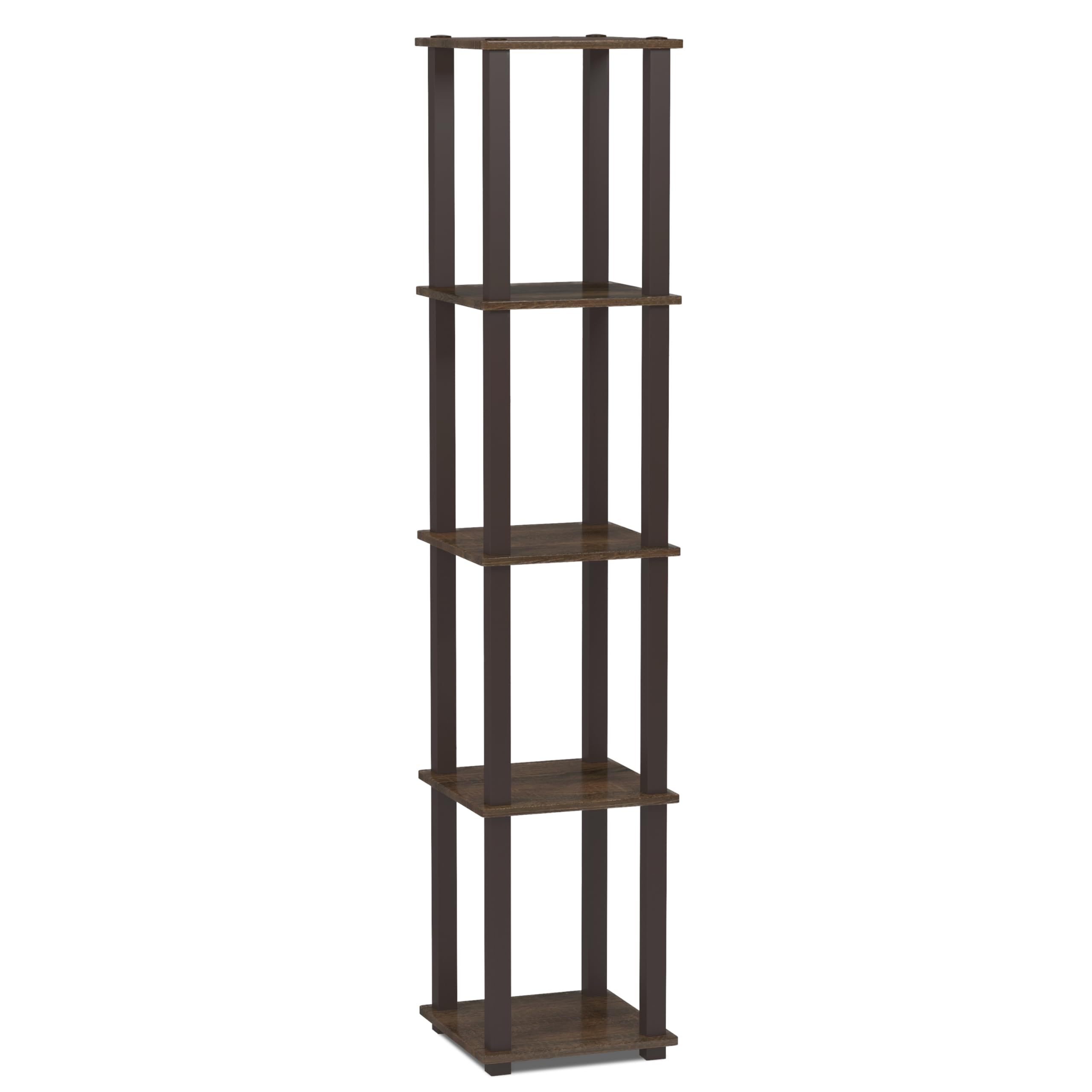 Furinno Besi 4-Tier Industrial Multipurpose Shelf Display Rack with Metal Frame, Walnut Cove