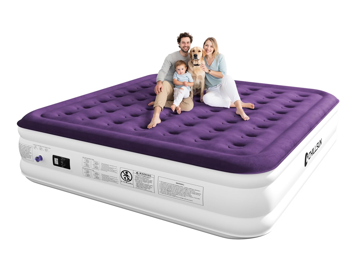 CHILLSUN King Air Mattress with Built in Pump, 18 Raised Comfort Blow up Mattress, Upgraded Air Bed Inflatable Mattress for Gues