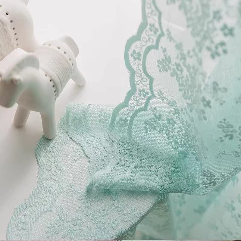 Aqua Sheer Curtains 63 Inch Length , Vintage Floral Lace Curtain Panels for Nursery Girls Kids Bedroom Seafoam Green Curtains Co