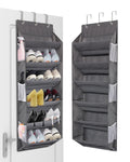 Miracsnail Closet Door Shoe Organizer Hanging with 6 Mesh Pockets 6 Wire Deep Large Pockets 50lbs Weight Capacity Fits 12 Pairs 