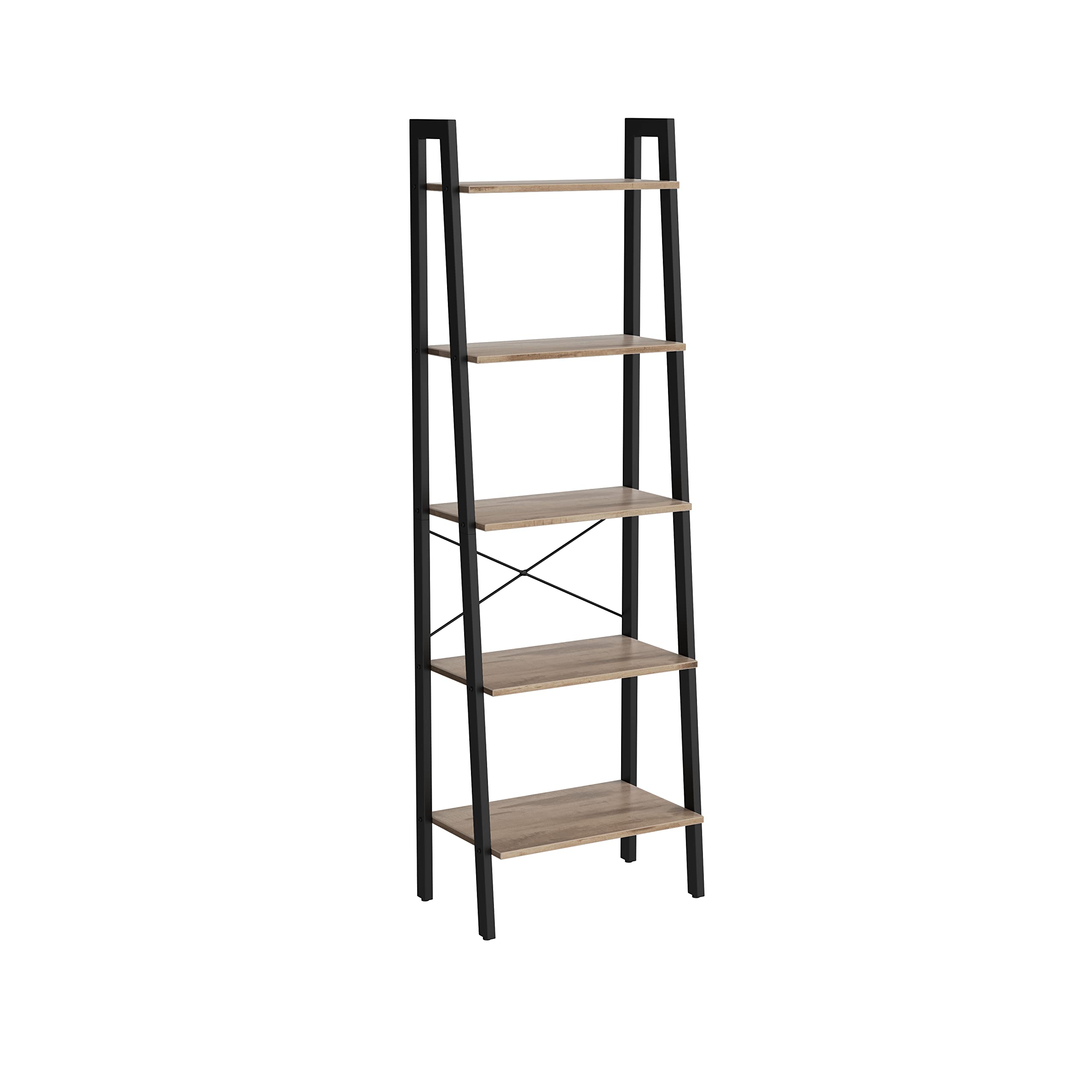 VASAGLE Ladder Shelf, 5-Tier Bookshelf, Storage Rack, Bookcase with Steel Frame, for Living Room Home Office, Kitchen, Bedroom, 
