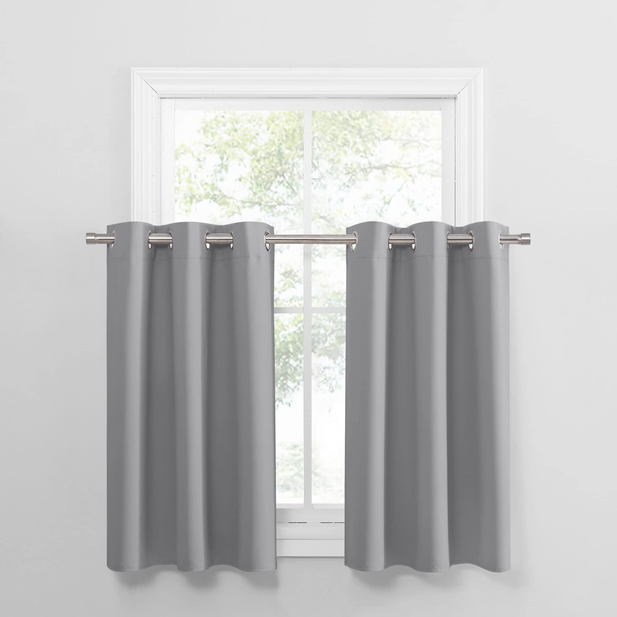 PONY DANCE Small Window Curtains - Thermal Insulated Blackout Curtains Panels for Kitchen Laundry Bathroom and RV, 42 x 36 Each 