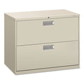 HON Brigade 600 Series Lateral File, 2 Drawers, 36 W, Light Gray