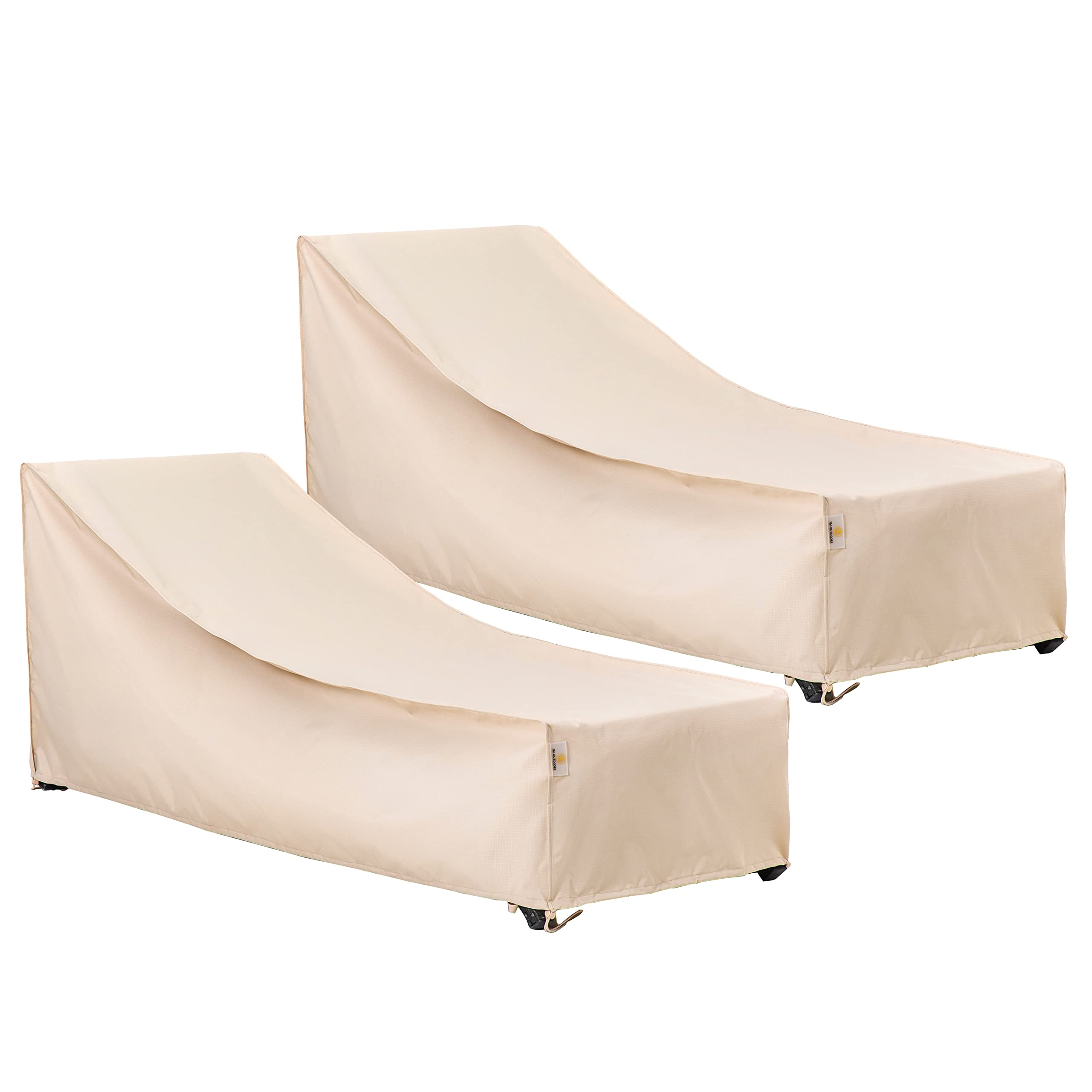F&J Outdoors Waterproof UV Resistant Heavy Duty Patio Chaise Lounge Chair Cover, 2Pack, 79Lx30Wx30H, Beige