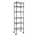 Simple Deluxe 6-Tier Storage Shelves, 17.32 W x 11.42 D x 64.96 H Adjustable Shelving Unit with Wheels and Hanging Hooks, Black