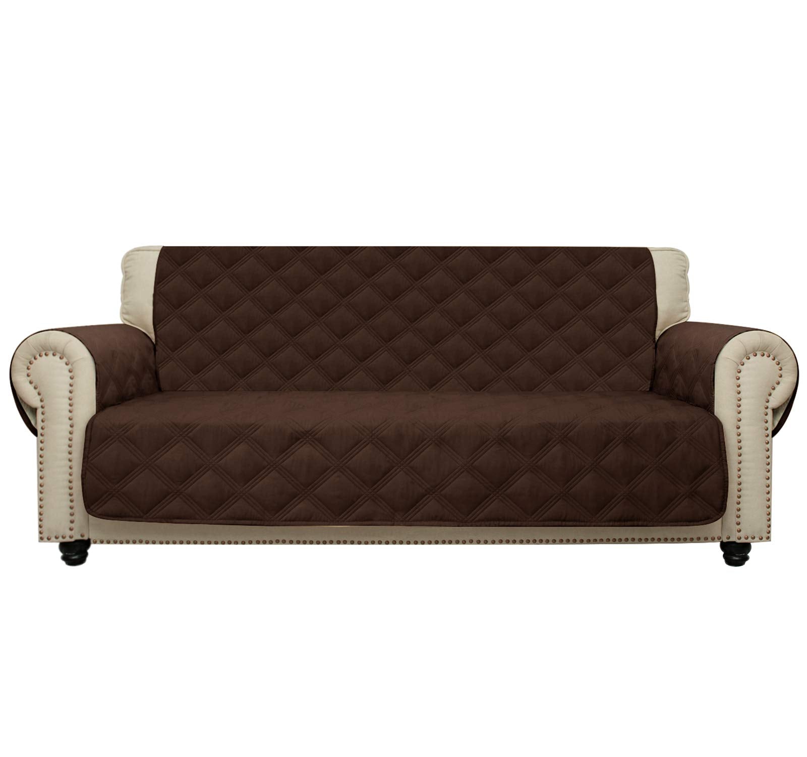 CHHKON Sofa Cover 100% Waterproof Non-Slip Quilted Furniture Protector Sofa Slipcover for Children, Pets for Leather Couch (Choc