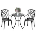 Z1UVDFUR Patio Bistro Set 3 Piece, Cast Aluminum Bistro Set for 2 w/Umbrella Hole, Outdoor Table and Chairs Set of 2, Bistro Set