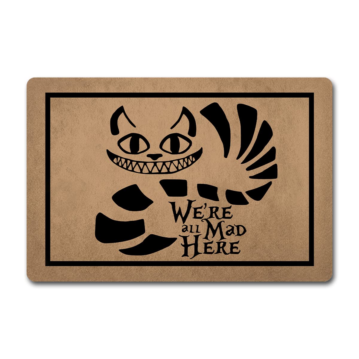 Funny Welcome Door Mats Decorative Area Rugs for Front Porch DecorWere All Mad Here Personalized Monogram Kitchen Rugs and Mats