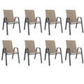 Patio Dining Chairs Set of 8 Outdoor Stackable Dining Chairs for All Weather 330lbs Capacity Heavy Duty Textilene Fabric Rustpro