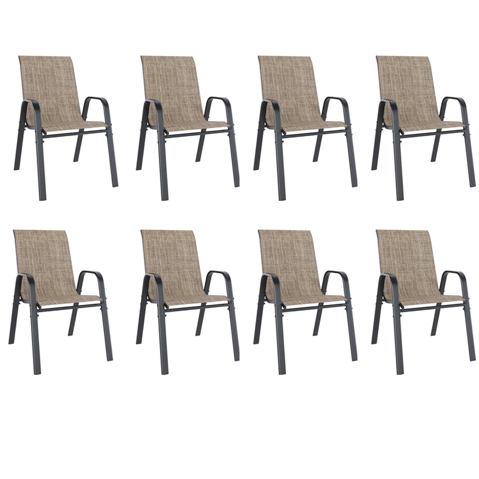 Patio Dining Chairs Set of 8 Outdoor Stackable Dining Chairs for All Weather 330lbs Capacity Heavy Duty Textilene Fabric Rustpro