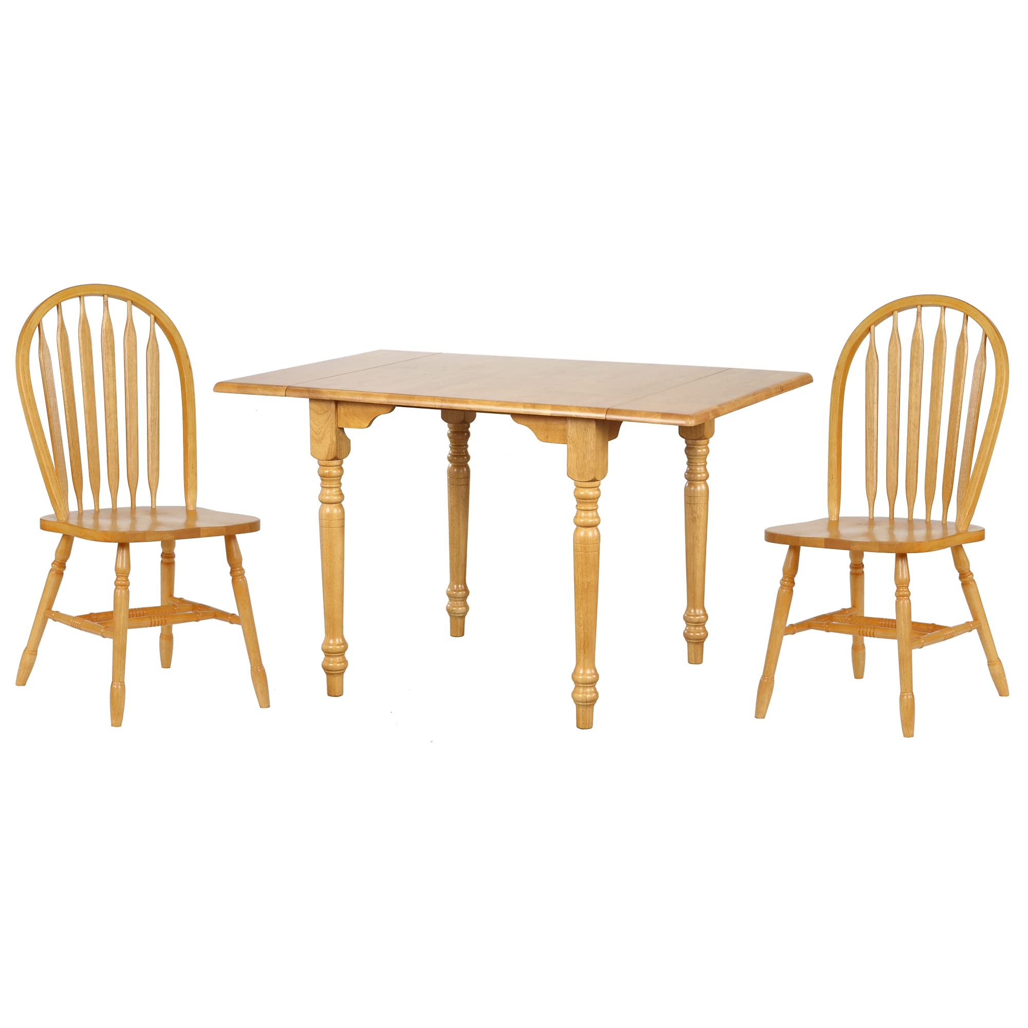 Sunset Trading Selections 3 Piece 48 Rectangular Dining Set with 2 Arrowback Chairs | Drop Leaf Seats 6, Three Size Extendable T