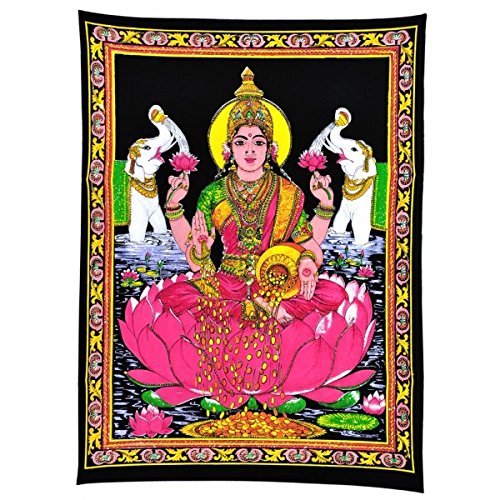 Gangesindia Maa Lakshmi Goddess of Wealth & Prosperity - Cotton Tapestry