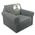 U-NICE HOME Velvet Chair Sofa Covers Stretch Couch Cover Furniture Protector Sofa Slipcover for Dogs (Chair, Light Grey)