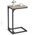 VASAGLE C-Shaped End Table, Small Side Table for Couch, Sofa Table with Metal Frame for Living Room, Bedroom, Bedside, Greige an