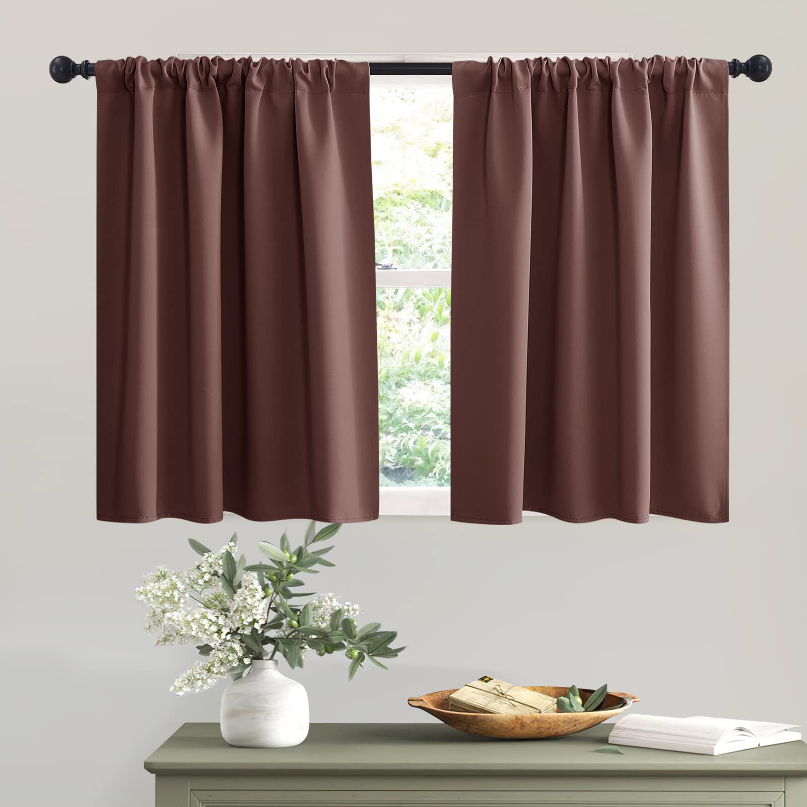 RYB HOME Blackout Curtains for RV Camper Windows, Privacy Thermal Insulating Mini Curtains & Drapes for Bedroom Bathroom Basemen