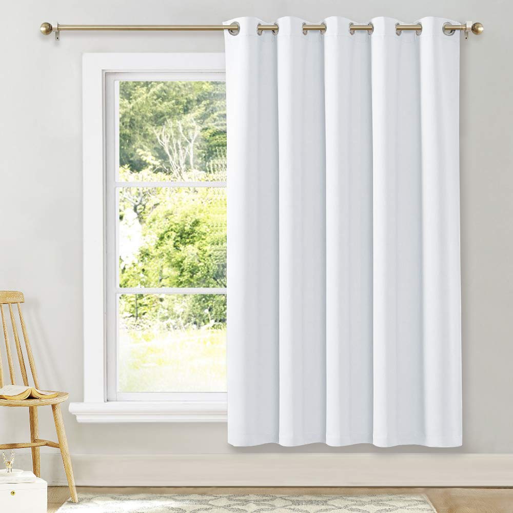 NICETOWN Sliding Door Curtain Window Treatment, Home Decoration Extra Wide Solid Blackout Curtains/Drapes for Patio Door (Pure W