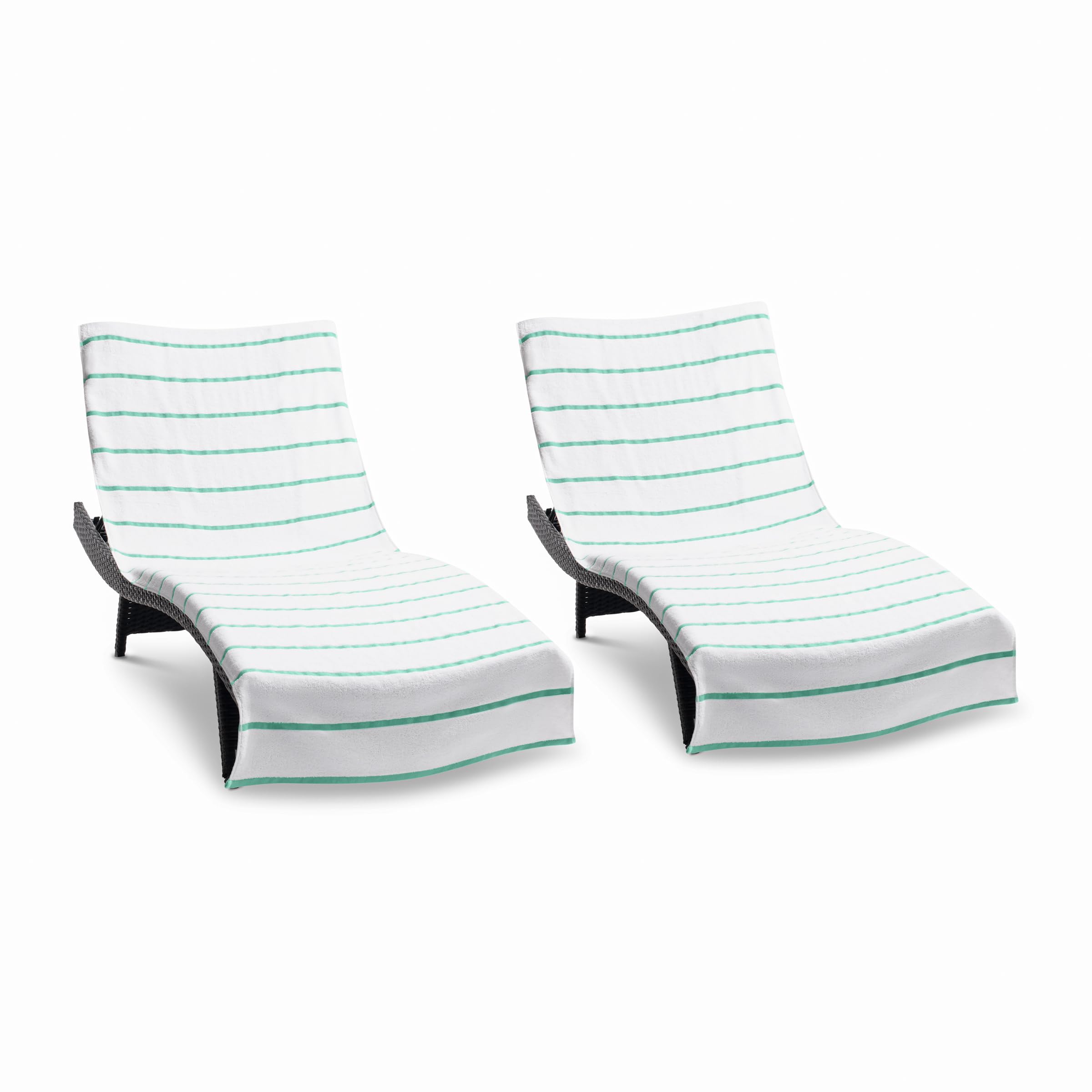 Arkwright Las Rayas Chaise Lounge Cover - Pack of 2 - Terry Towel 100% Striped Soft Cotton with Pocket Holder for Beach Pool Out