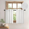 MIULEE White Curtains 30 Inch Length 2 Panels, Soft Thick Linen Textured Semi Sheer Light Filtering Kitchen Window Curtains Over