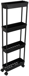 Sooyee 4 Tier Slim Storage Cart,Rolling Storage Cart,Narrow Shelf,Bathroom Rack,Mobile Shelving Unit Organizer for Kitchen, Bath