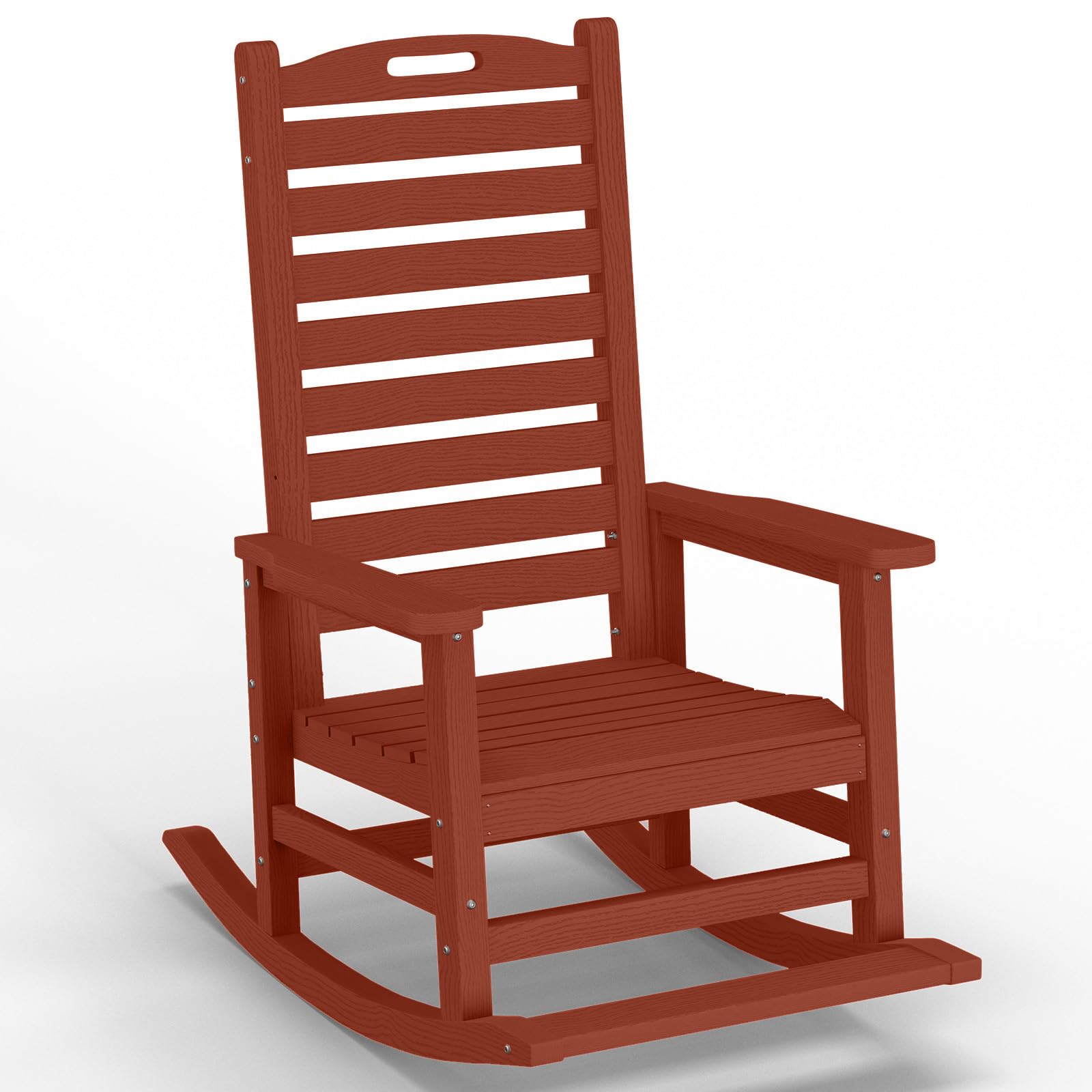 PLUUV Outdoor Rocking Chair with Removable Footboard for Adults, HDPE High Back Patio Rocking Chairs, 330lbs All Weather Porch R