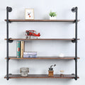 Industrial Pipe Shelving Wall Mounted,48in Rustic Metal Floating Shelves,Steampunk Real Wood Book Shelves,Wall Shelf Unit Booksh