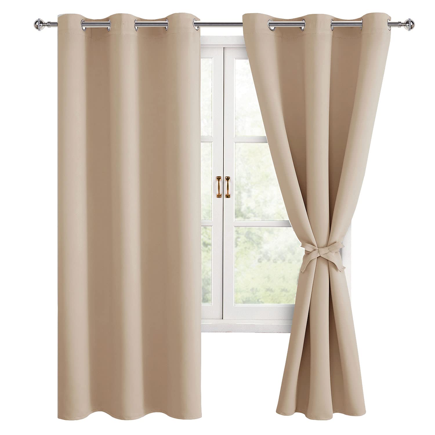 Hiasan Blackout Curtains for Bedroom, 42 x 63 Inches Length - Thermal Insulated & Energy Saving Window Curtains for Living Room,