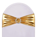 SweetEasy 50pcs Metallic Golden Stretch Spandex Chair Sashes with Buckle for Christmas Wedding Party Banquet celebration baby sh