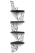 Alsonerbay Black Corner Shelf Wall Mount, 4 Tier Floating Shelves for Wall Storage, Rustic Wall Shelves Wood Shelves for Bedroom