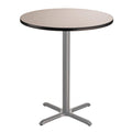 National Public Seating NPS 36 Round Cafe Table with X Base, 42 Height, Particleboard Core/T-Mold, Grey Nebula Top, Grey Frame