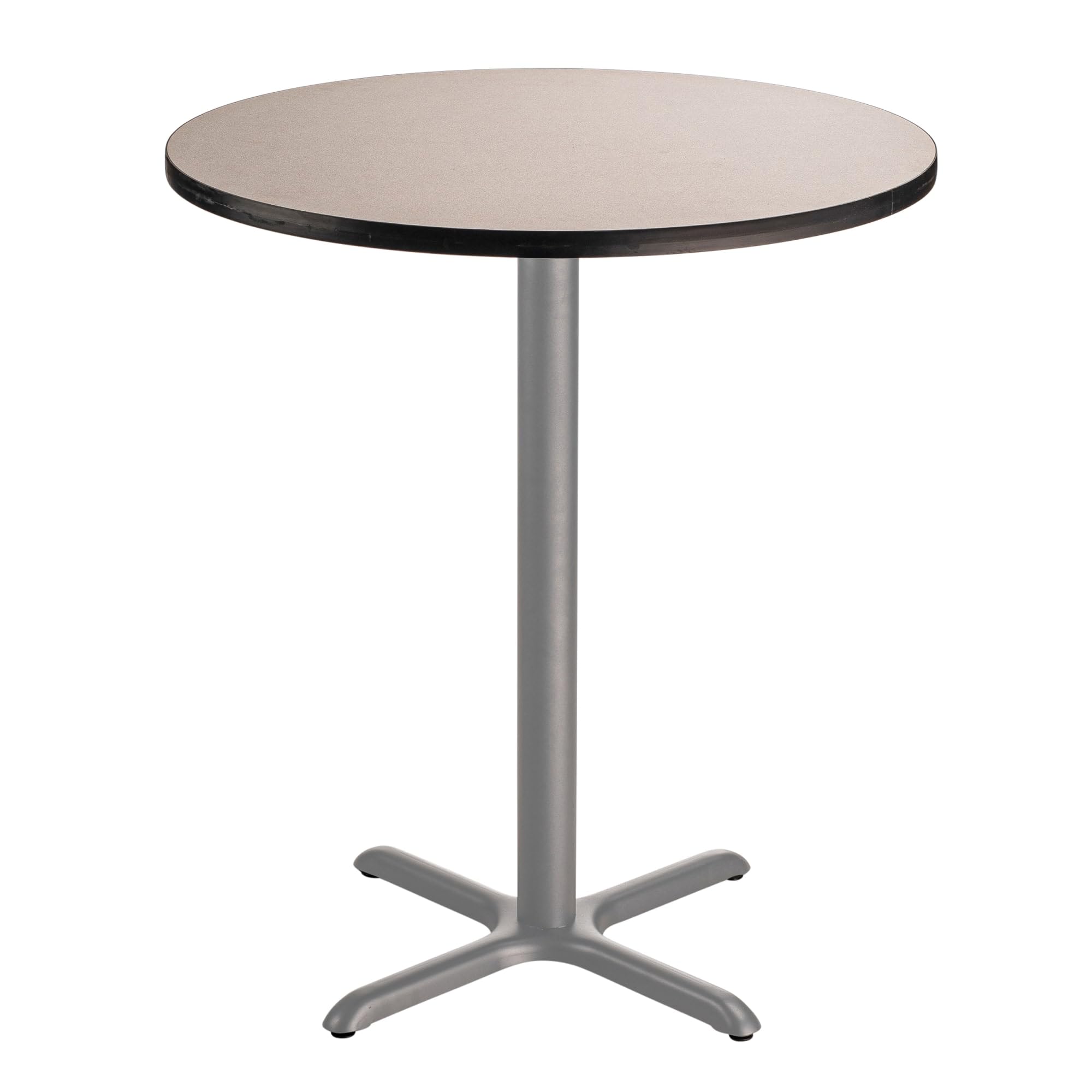 National Public Seating NPS 36 Round Cafe Table with X Base, 42 Height, Particleboard Core/T-Mold, Grey Nebula Top, Grey Frame