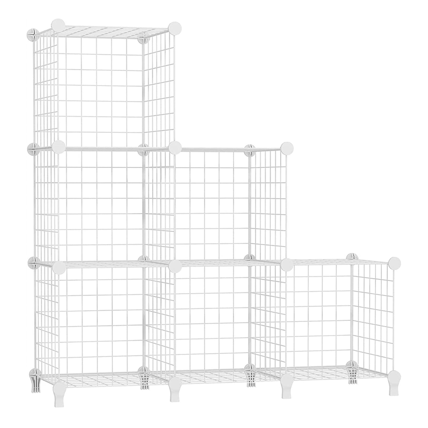 AWTATOS Wire Cube Storage Organizer, Closet Organizers and Storage, Metal 6 Cube Storage Shelves Bookshelf, Portable Closet Clot