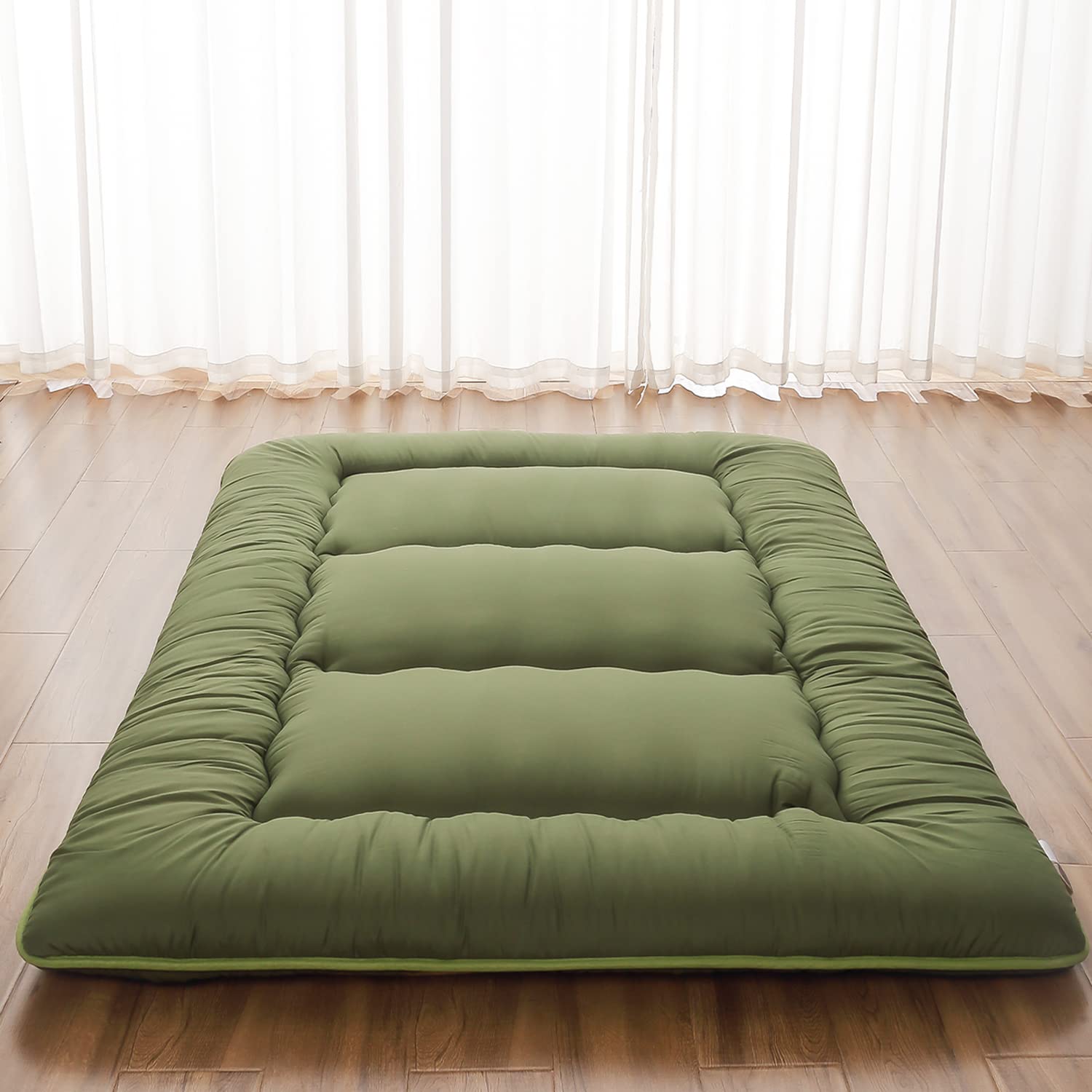 Zelladorra Japanese Floor Mattress, Futon Mattress with Portable Storage Bag and Washable Cover, Roll Up Thick Tatami Mat Suitab