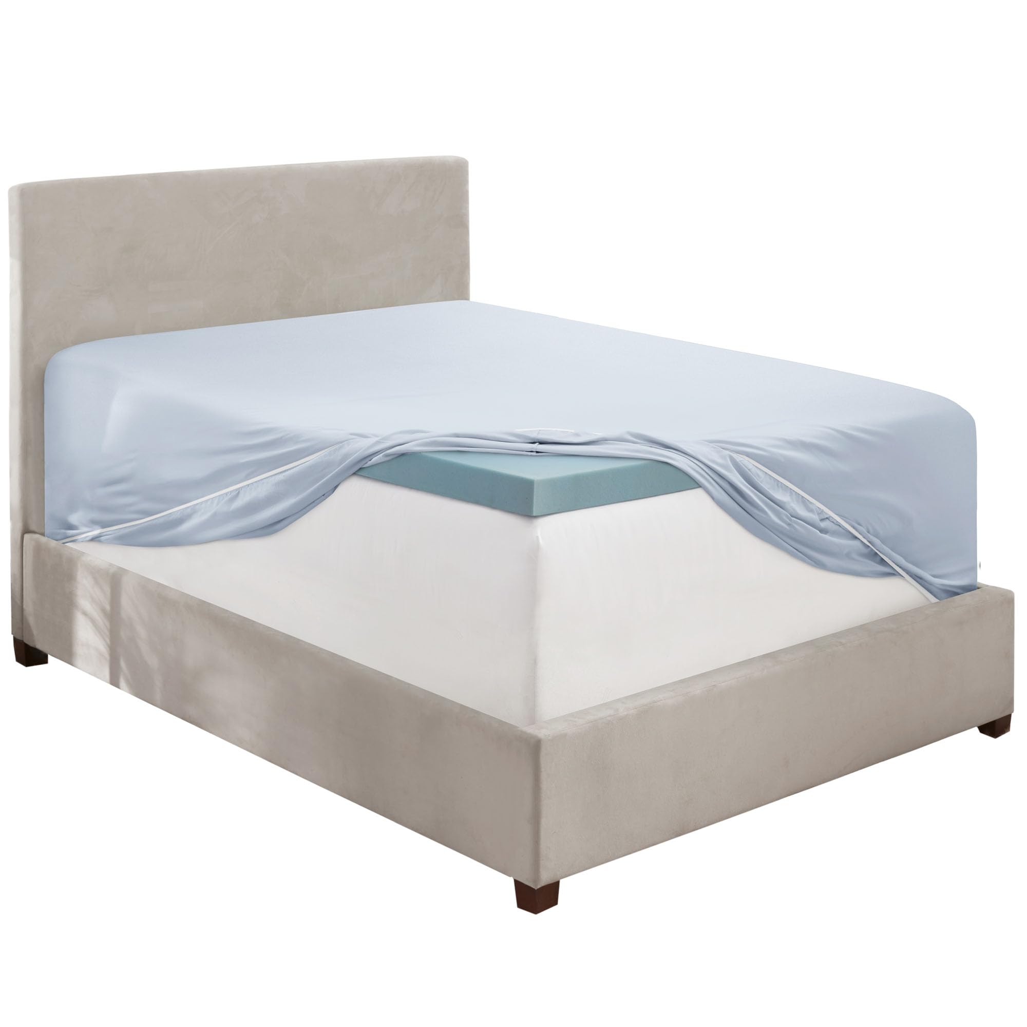Hearth & Harbor Ice Blue California King Fitted Sheet, Extra Deep Pocket Cal King Fitted Sheet Only, 1800 Microfiber Fitted Bed 