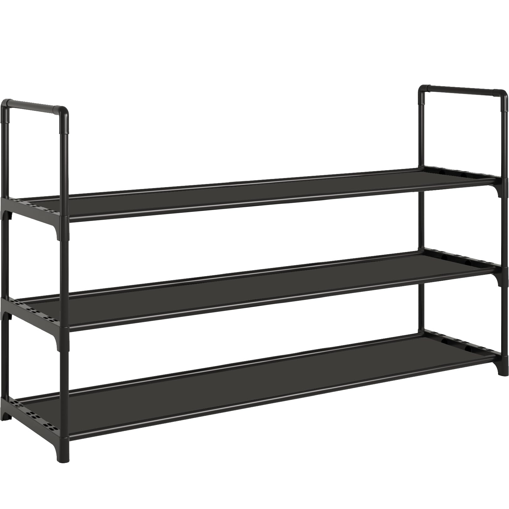 Yegazte 3-Tier Shoe Rack, Stores 12-15 Pairs of Shoes, Stackable & Adjustable, Space Saving Shelf Storage Organizer for Entryway