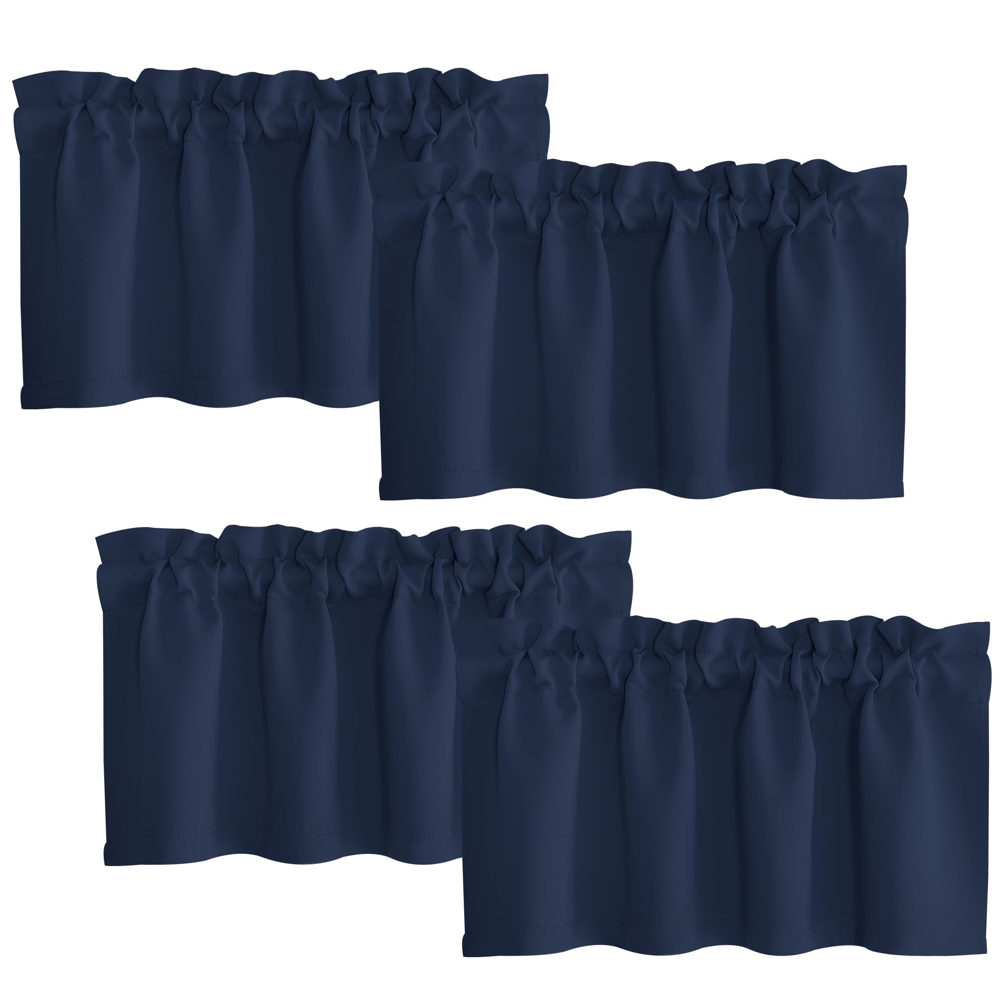 NICETOWN Small Window Curtains for Bathroom, 4 Panels Blackout Thermal Insulated Valances for Kitchen, Short Rod Pocket Curtains