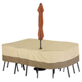 Classic Accessories Veranda Water-Resistant 88 Inch Rectangular/Oval Patio Table & Chair Set Cover with Umbrella Hole, Outdoor T