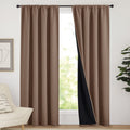 NICETOWN Cold Reducing Curtains, Full Blackout Curtains Thermal, Noise Reduction and Privacy Curtains for Patio Door, Black Line