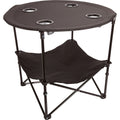 Preferred Nation | 2 Tier Folding Camping Table with 4 Mesh Cup Holders Black | Polyester with Metal Frame | Compact, Convenient