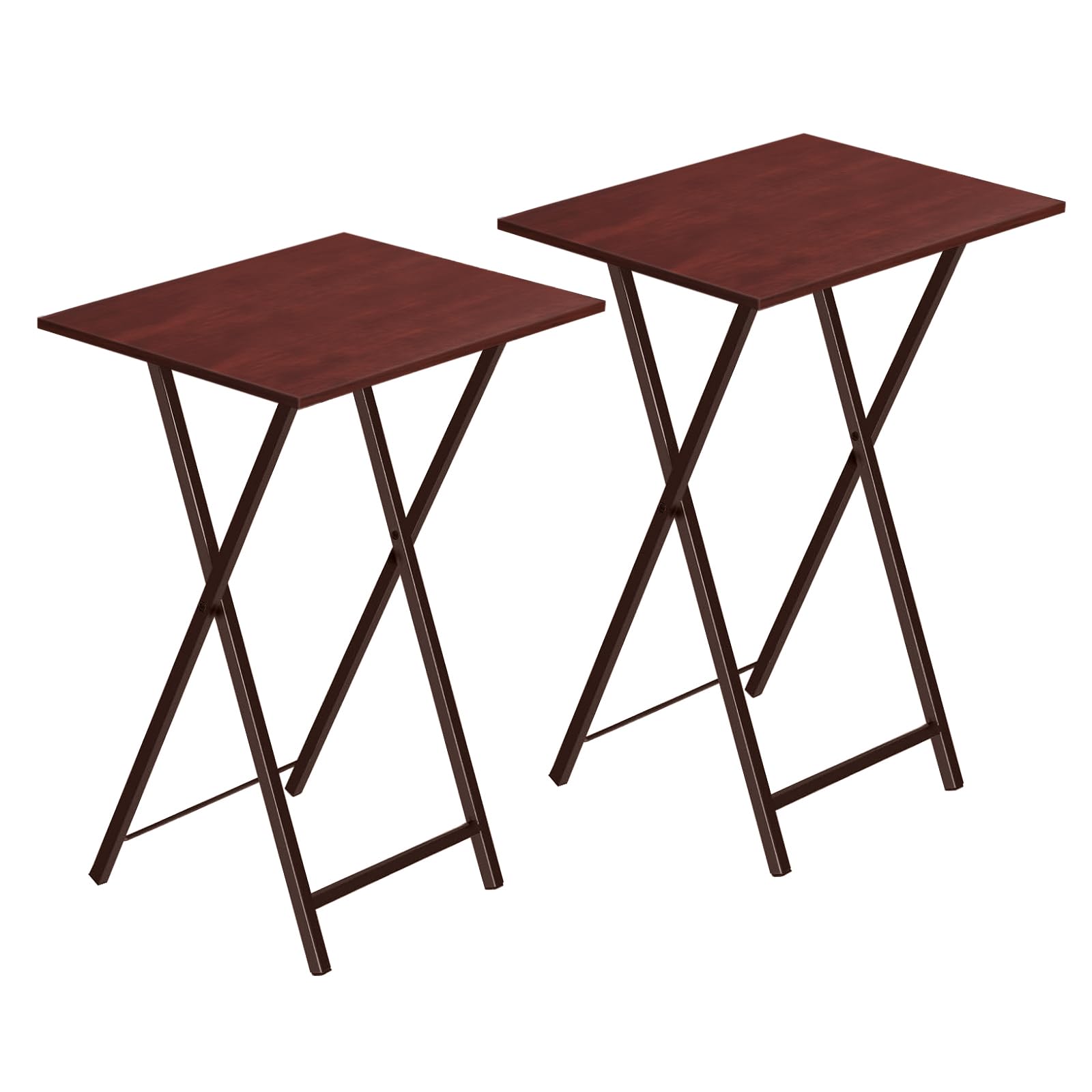 HOOBRO Folding TV Tray Tables, Set of 2 Side Table for Small Space, Industrial Snack Tables for Eating at Couch, Stable Metal Fr