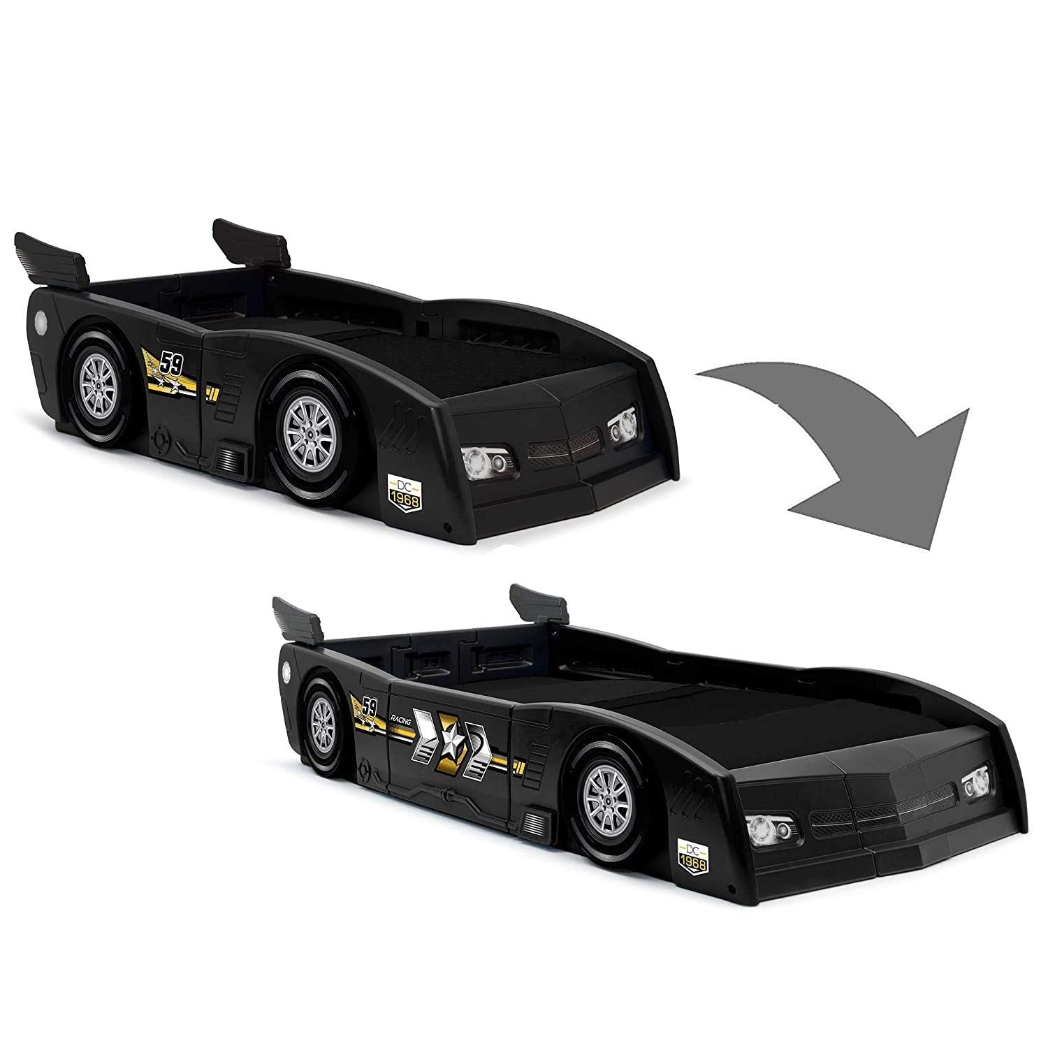 Delta Children Grand Prix Race Car Toddler and Twin Bed, Black