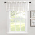 Lush Decor Farmhouse Textured Sheer Window Curtain Valance, 52W x18L, White
