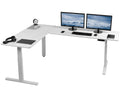 VIVO Electric Height Adjustable 83 x 60 inch Corner Stand Up Desk, 2 White Dry Erase Solid Table Tops, White Frame, Memory Contr