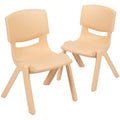 Flash Furniture Whitney 2 Pack Natural Plastic Stackable School Chair with 10.5 Seat Height