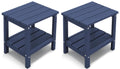 KINGYES Outdoor Side Table Set of 2, Double Layer Adirondack End Table- Navy