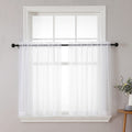 Chyhomenyc White Sheer Curtains 36 inch Length 2 Panels Set, Light Filtering Voile Rod Pocket Short Window Curtians for Bathroom