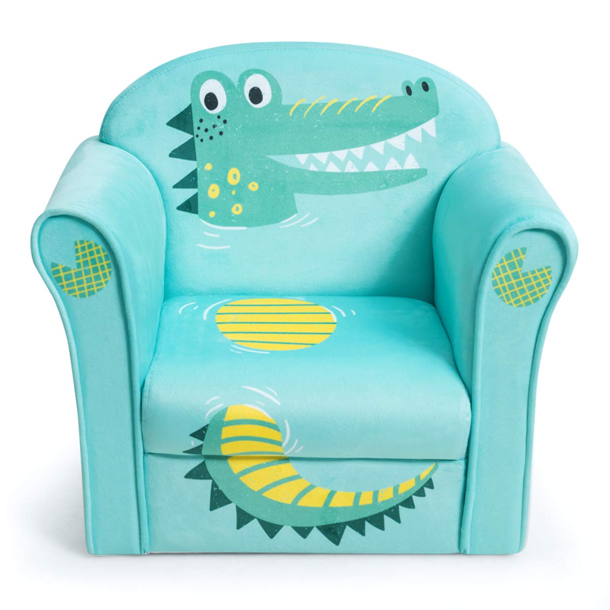 Costzon Kids Couch, Childrens Sofa Armrest Chair with Pattern, Toddler Furniture w/Sturdy Wood Construction, Preschool, Lightwe